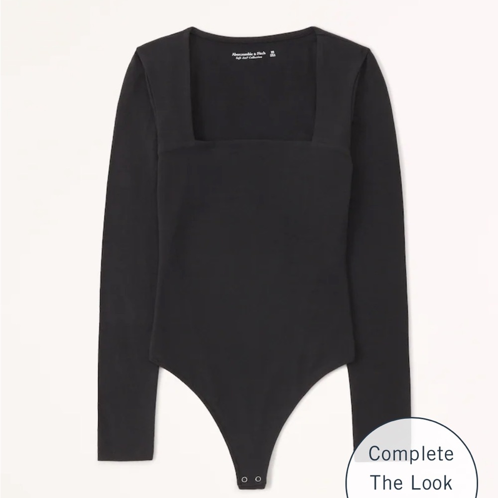 Black Abercrombie Cozy Squareneck Bodysuit